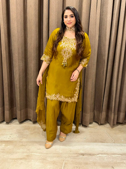 Designer Green Farshi set  set with dupatta & Handwork