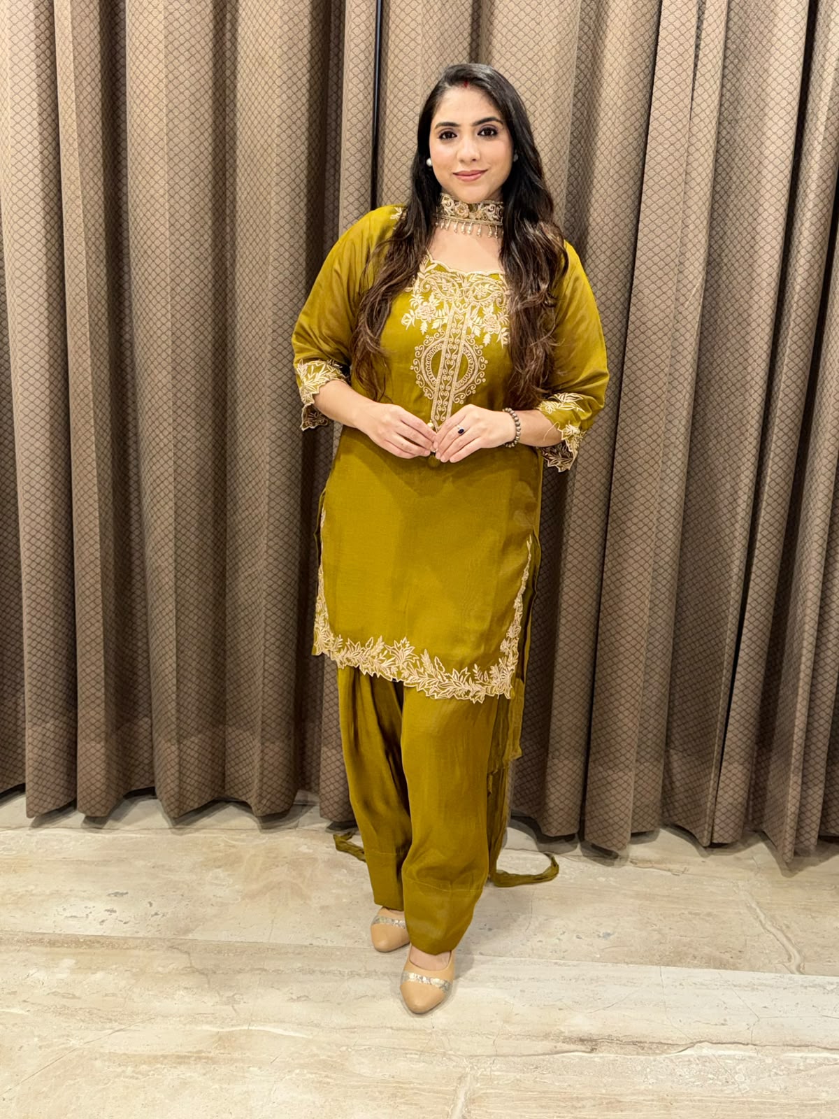 Designer Green Farshi set  set with dupatta & Handwork