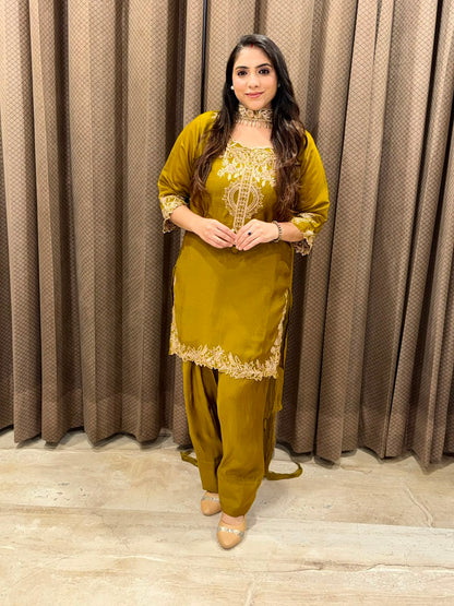 Designer Green Farshi set  set with dupatta & Handwork