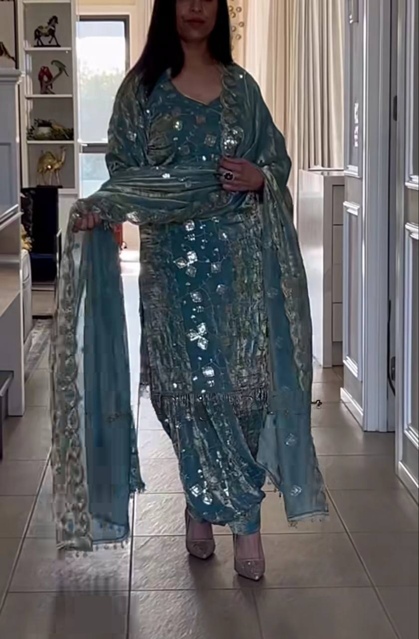 Elegant Sequin Silk Dhoti Set – Party & Festive Wear