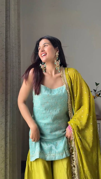Designer Chinon Silk Palazzo Suit Set – Your Designer Studio